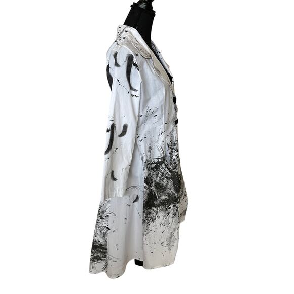 Vintage Concept White Splatter Paint Coat Dress SMALL Lagenlook Art to Wear $98 - Picture 3 of 6